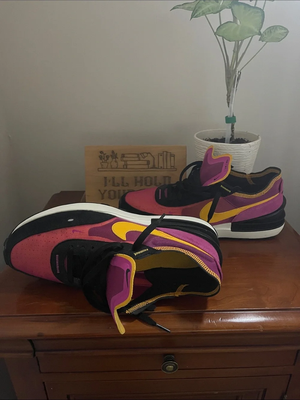 Nike Women’s Pink and Yellow Low-Top Sneakers